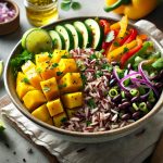 Rice bowl with mango and veggies