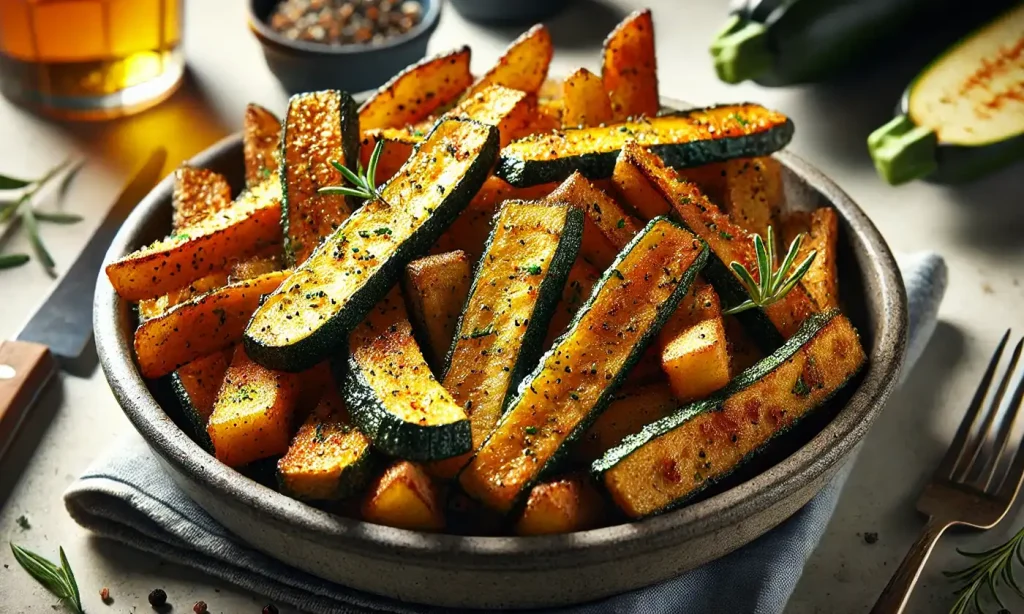 Zucchini fries made in the air fryer in a bowl