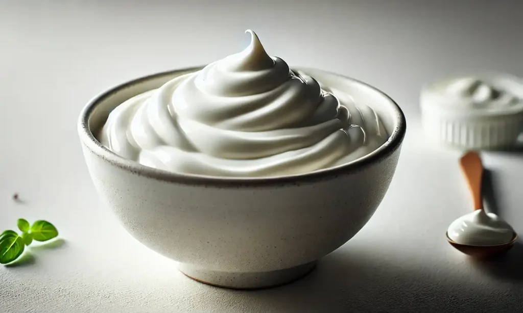 Homemade sour cream in a bowl