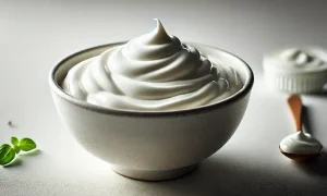 Homemade sour cream in a bowl