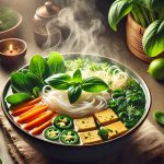 Steaming bowl of Pho noodle soup