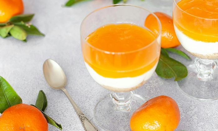 Orange cream jello cup made with agar agar